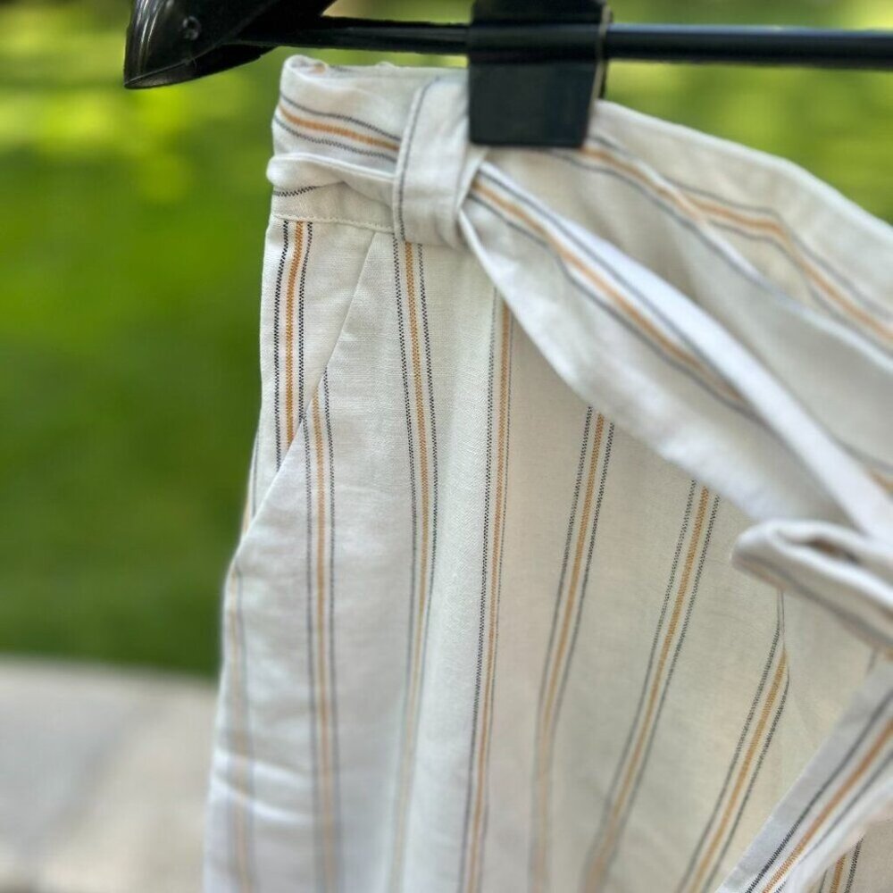 NWOT J.O.A  Linen Blend Wide-Leg Striped Culottes L - Picture 4 of 13